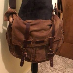 Bed Stu Washed Canvas with Leather Messenger Bag